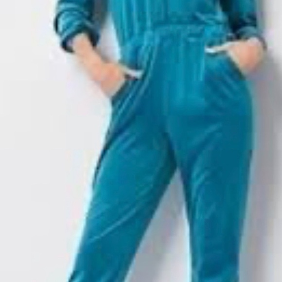 Juicy Couture Turquoise Velour Hooded Jumpsuit, Size Large - Picture 7 of 7